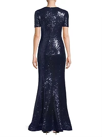 Sequined Fit & Flare Gown