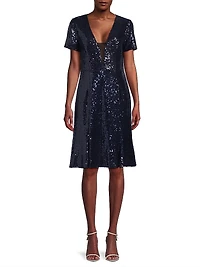 Sequined Fit & Flare Midi-Dress