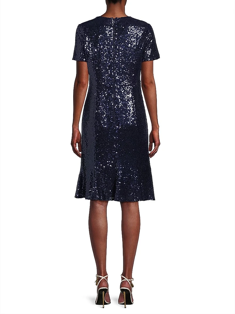 Sequined Fit & Flare Midi-Dress