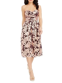 Mandy Metallic Floral Strapless Dress