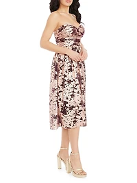 Mandy Metallic Floral Strapless Dress