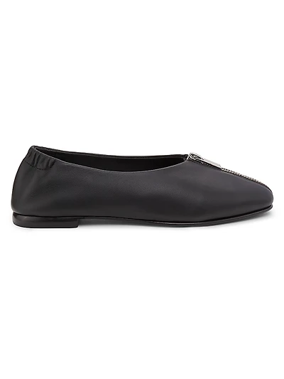Eden Zipper Leather Flats