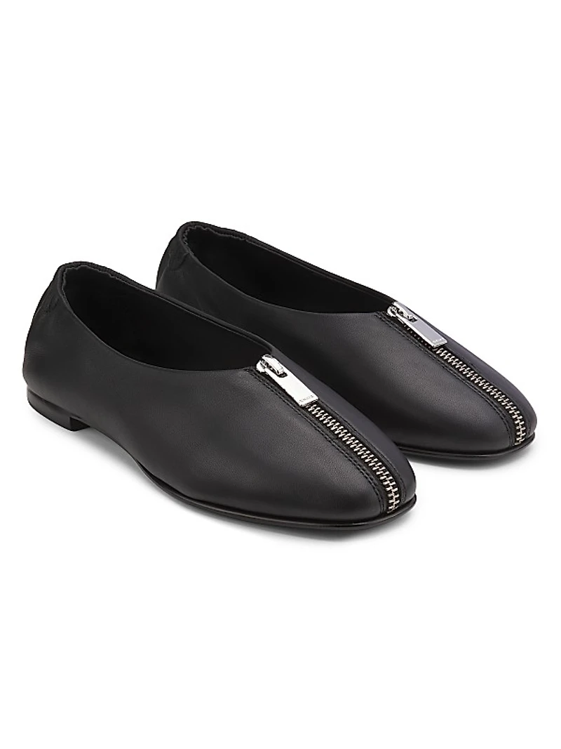 Eden Zipper Leather Flats