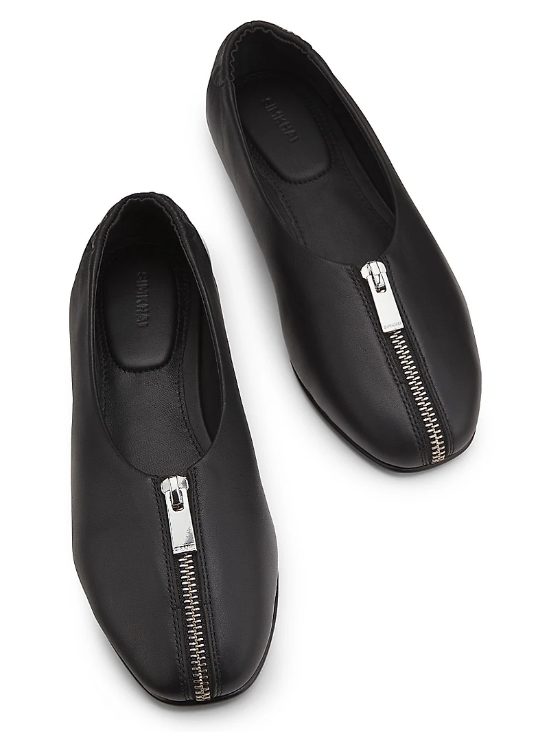 Eden Zipper Leather Flats