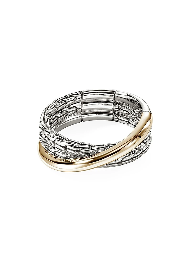 JH Essentials 14K Yellow Gold & Sterling Silver Crossover Ring