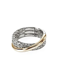 JH Essentials 14K Yellow Gold & Sterling Silver Crossover Ring