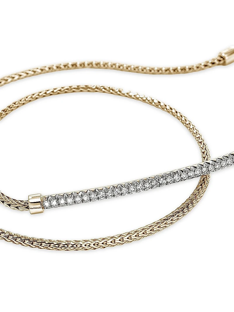 JH Essentials Pavé 14K Yellow Gold & 0.24 TCW Diamond Wrap Bracelet