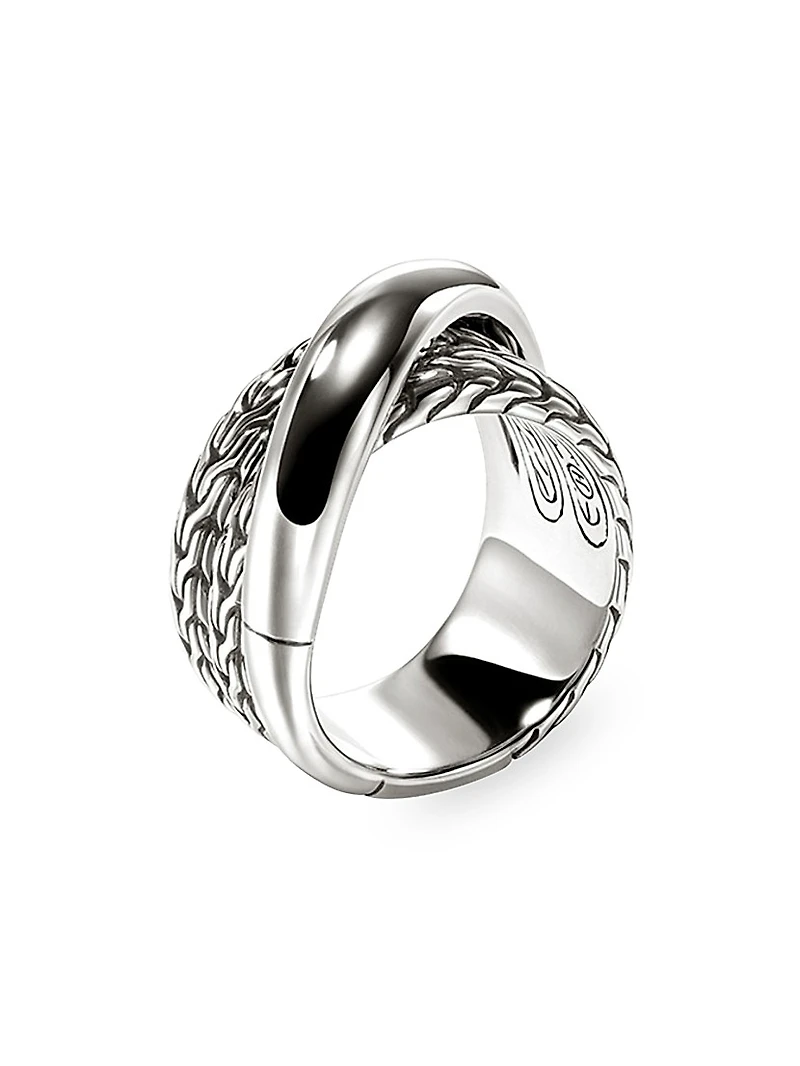 JH Essentials Sterling Silver Wide Crossover Ring