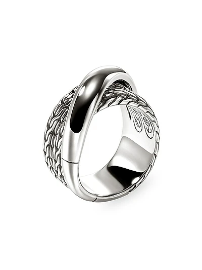 JH Essentials Sterling Silver Wide Crossover Ring