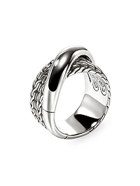 JH Essentials Sterling Silver Wide Crossover Ring