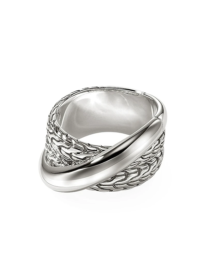 JH Essentials Sterling Silver Wide Crossover Ring