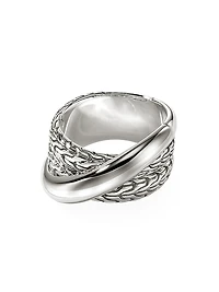 JH Essentials Sterling Silver Wide Crossover Ring