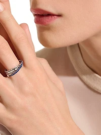JH Essentials Sterling Silver & Black Sapphire Crossover Ring