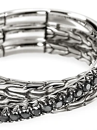 JH Essentials Sterling Silver & Black Sapphire Crossover Ring