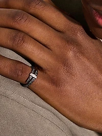 Spear Sterling Silver, Black Rhodium & 0.08 TCW Diamond Ring