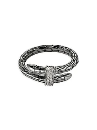 Spear Sterling Silver, Black Rhodium & 0.08 TCW Diamond Ring