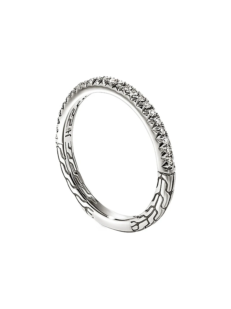 JH Essentials Sterling Silver & 0.19 TCW Diamond Pavé Band Ring