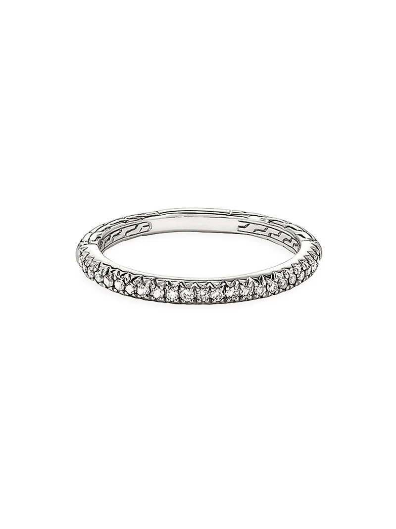 JH Essentials Sterling Silver & 0.19 TCW Diamond Pavé Band Ring