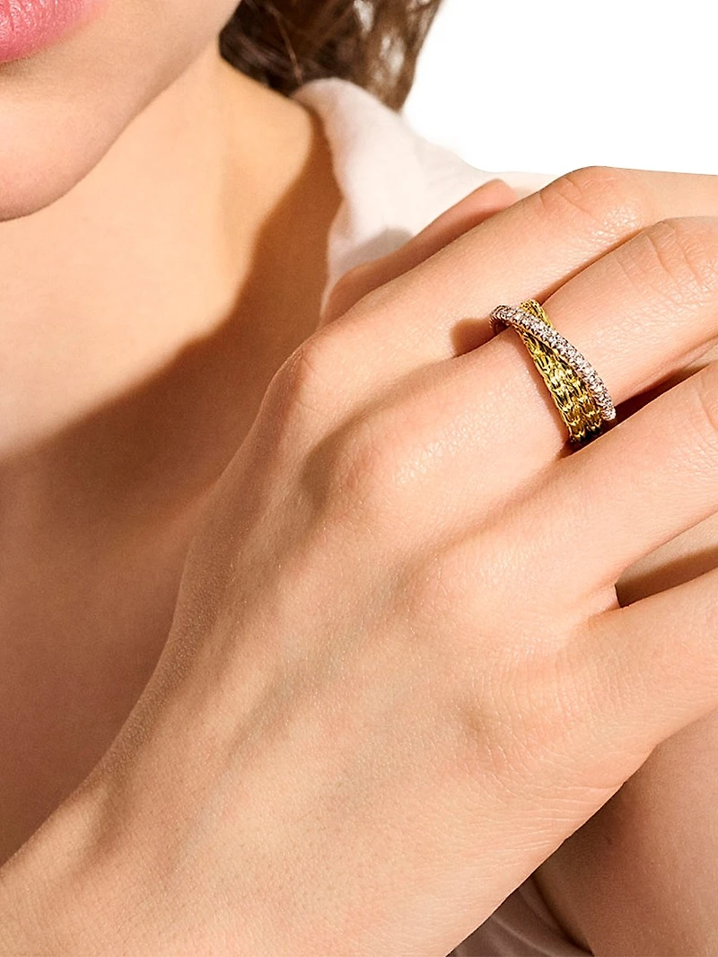 JH Essentials 14K Yellow Gold & 0.35 TCW Crossover Ring