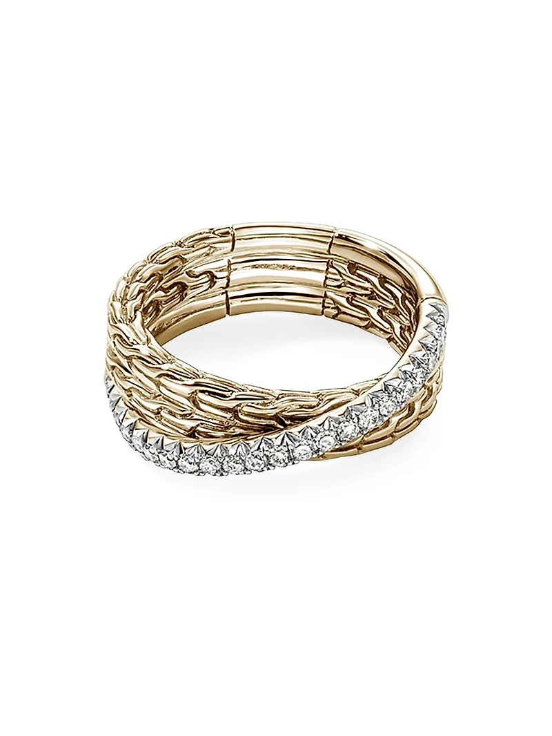 JH Essentials 14K Yellow Gold & 0.35 TCW Crossover Ring