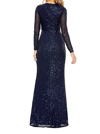 Sequined Knotted Column Gown