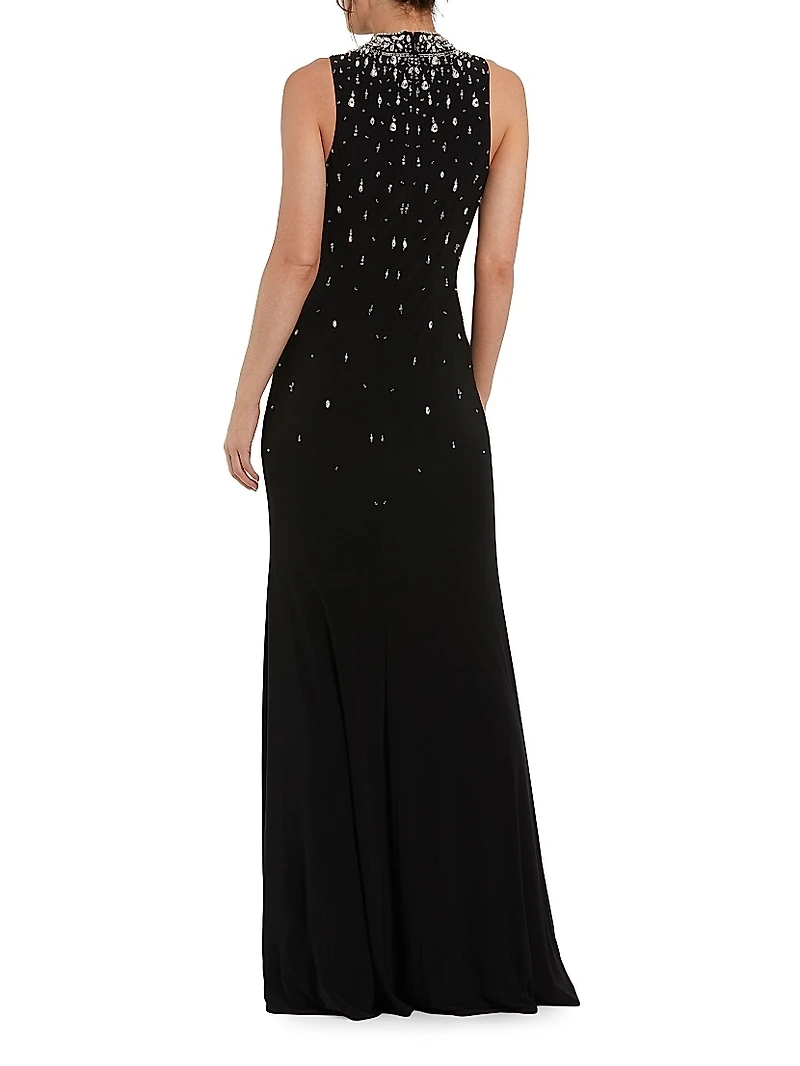 Beaded Stretch Jersey Gown