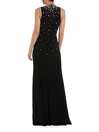 Beaded Stretch Jersey Gown
