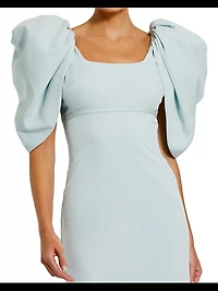 Crepe Puff-Sleeve Column Gown