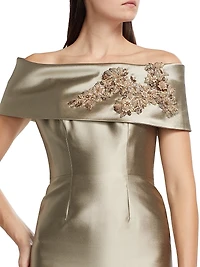Embroidered Silk Radzimir Off-the-Shoulder Gown