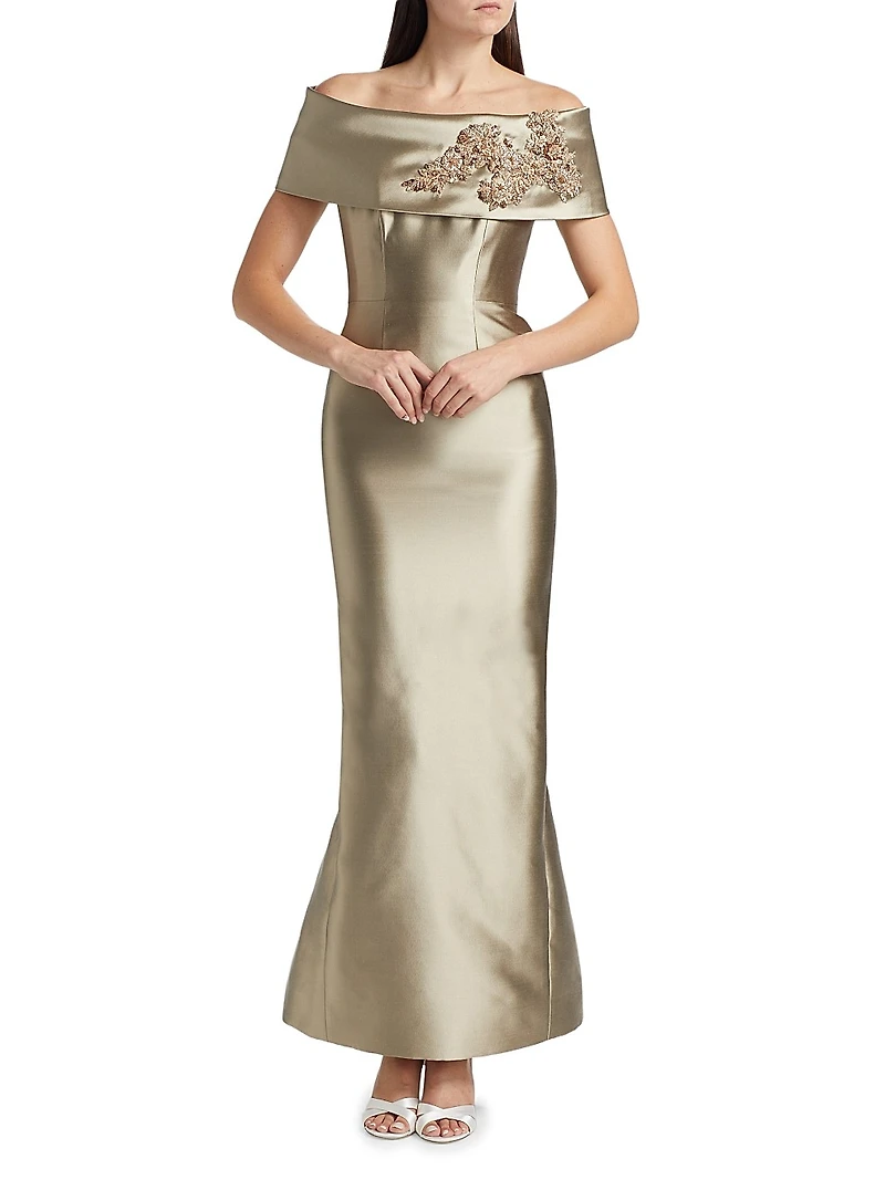 Embroidered Silk Radzimir Off-the-Shoulder Gown