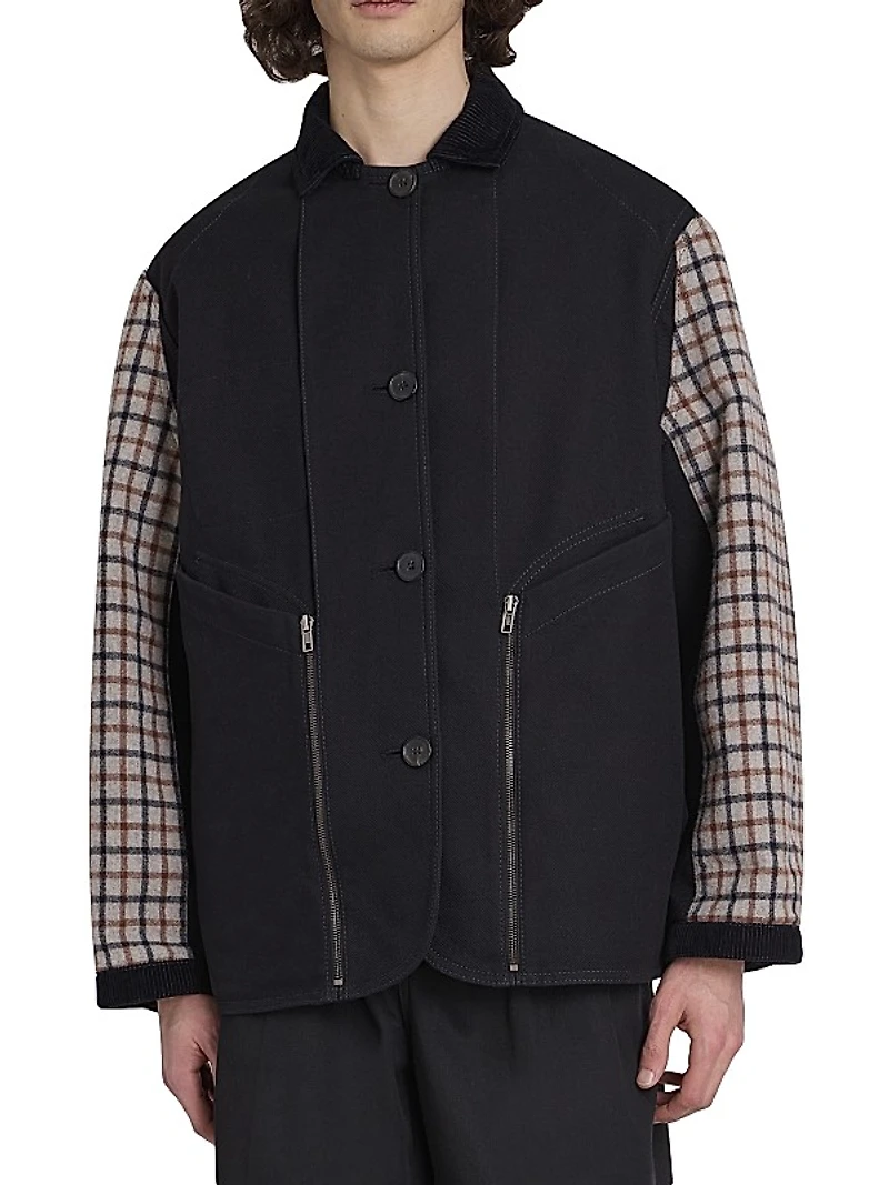 Wool & Cotton Button-Up Coat