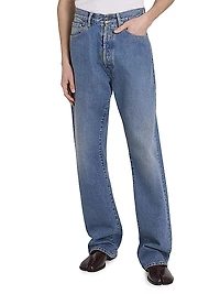 Denim Five-Pocket Straight-Leg Jeans