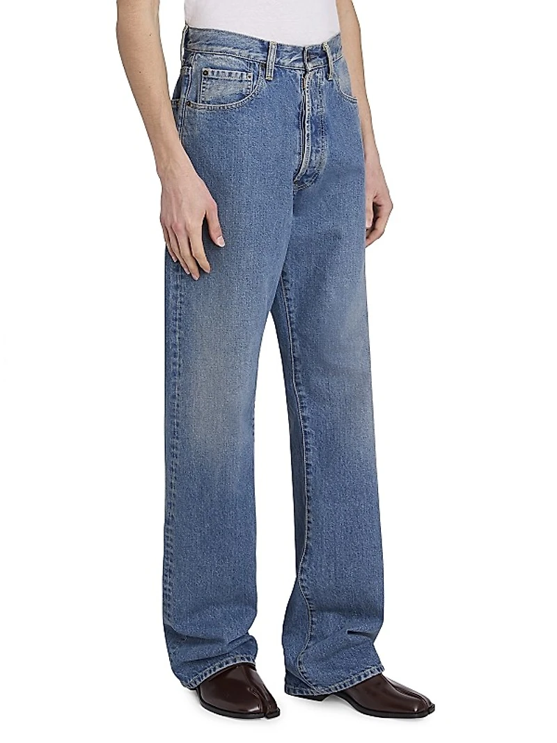 Denim Five-Pocket Straight-Leg Jeans
