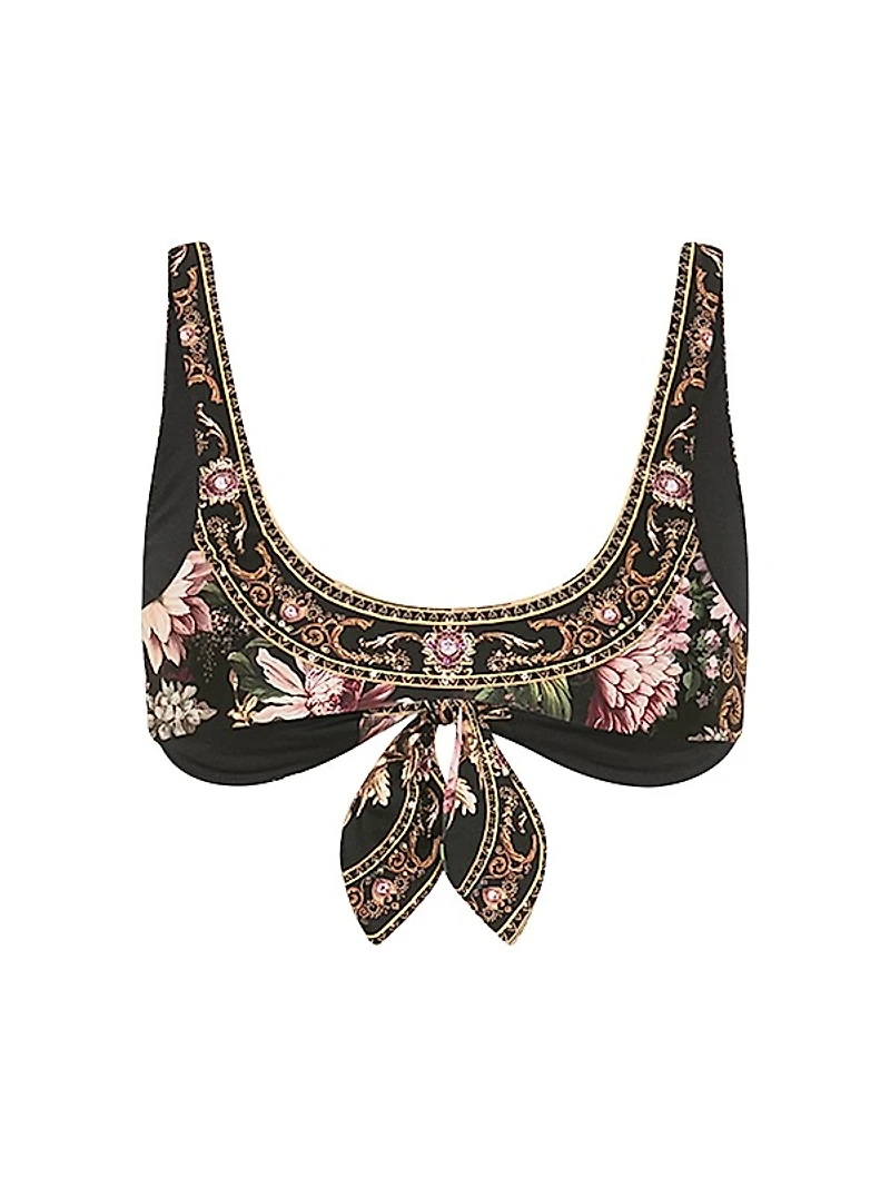 Floral Front-Tie Bikini Top