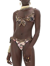 Floral Front-Tie Bikini Top