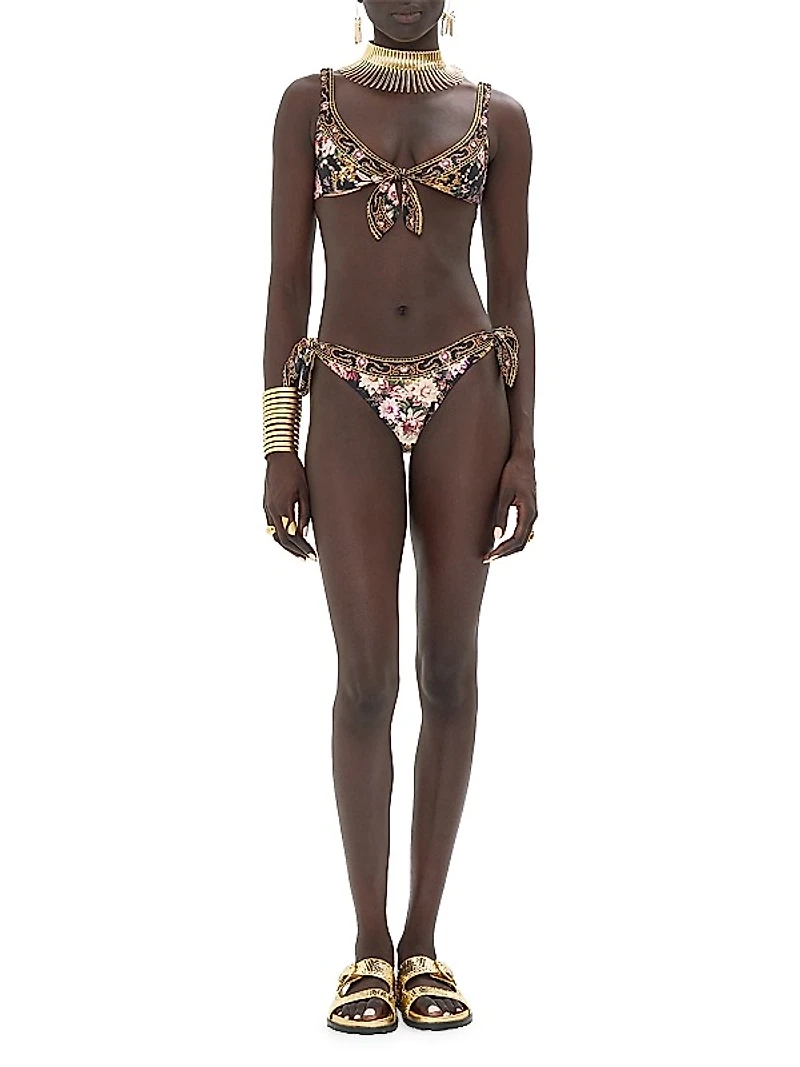 Floral Front-Tie Bikini Top