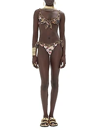 Floral Front-Tie Bikini Top