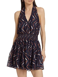 Blanch Chevron Halter Minidress