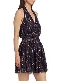 Blanch Chevron Halter Minidress