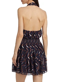 Blanch Chevron Halter Minidress