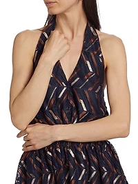 Blanch Chevron Halter Minidress