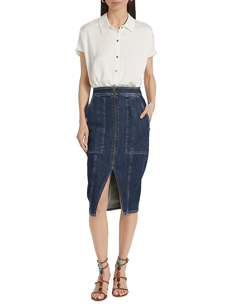 Marietta Denim Utility Midi-Skirt