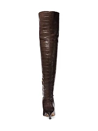 Cosmo 40MM Crocodile-Embossed Leather Thigh-High Boots