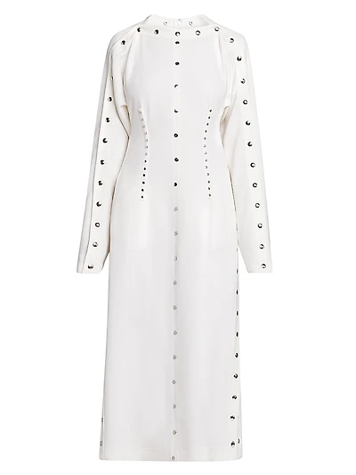 Split-Sleeve Studded Midi Dress