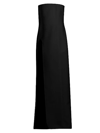 Wool U-Slit Strapless Gown
