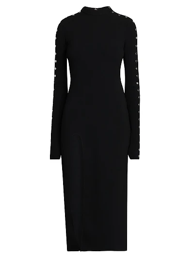 Studded Compact Knit Midi-Dress
