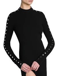 Studded Compact Knit Midi-Dress