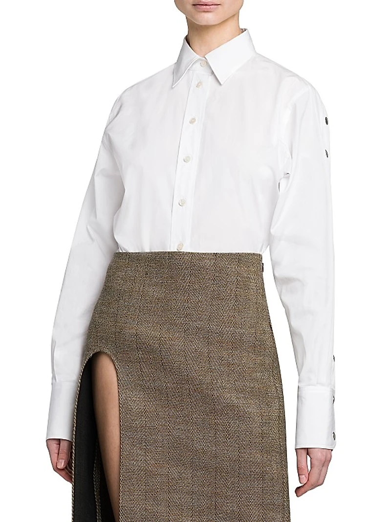 Poplin Snap-Sleeve Shirt