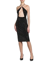 Studded Cut-Out Halter Midi-Dress