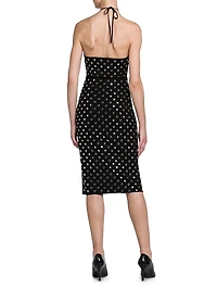Studded Cut-Out Halter Midi-Dress
